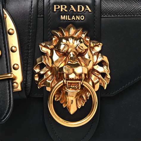 prada saffiano lion knocker cahier bag|PRADA Antic Soft Saffiano Lions Head Cahier Shoulder Bag .